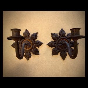 Rustic Metal Wall Sconce Pair